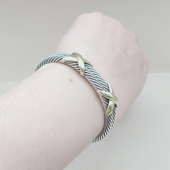 David Yurman 10mm Double Cable Double Gold X Bracelet - Picture 9 of 13